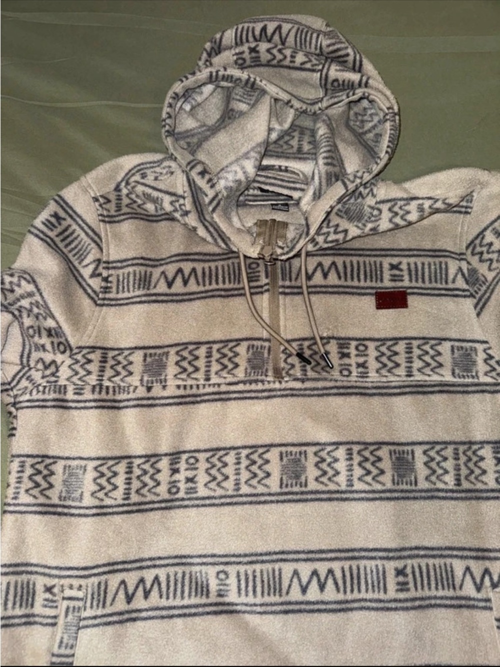 O'Neill Cream & Black Striped Baja Hoodie Sweater - Picture 2 of 8